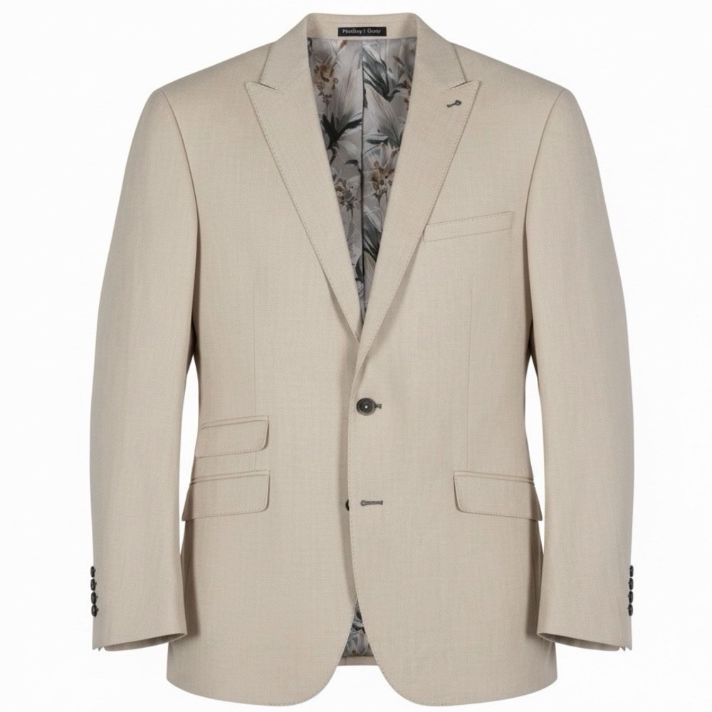 NWT $270 Paisley & Gray Slim Fit Blazer Silken Cream‎ Elbow Patches Men's 52R